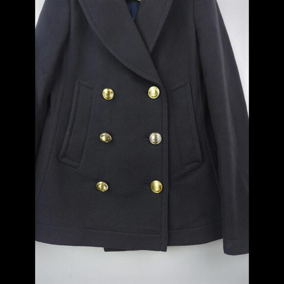 [SOLD] BURBERRY BRIT Women's Sz US 2 Navy Wool Double Breasted Peacoat Jacket - Picture 7 of 12